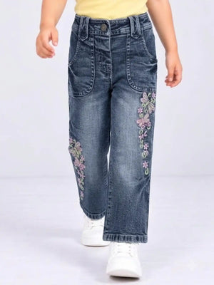 Toddler Girls Embroidered Denim Jeans