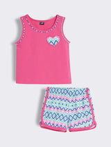 Toddler Girls Cotton Nightwear Set Sleeveless Top with Printed Shorts