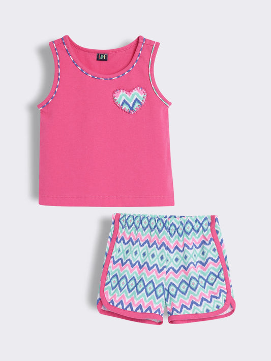 Toddler Girls Cotton Nightwear Set Sleeveless Top with Printed Shorts