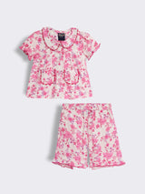 Toddler Girls Printed Cotton Nightwear Set with Shorts