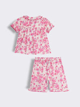 Toddler Girls Printed Cotton Nightwear Set with Shorts