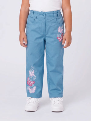 Toddler Girls Embroidered Cotton Straight-Fit Trousers