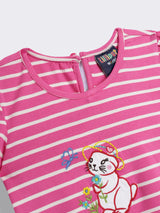Toddler Girls Striped Cotton Knit Top with Embroidery