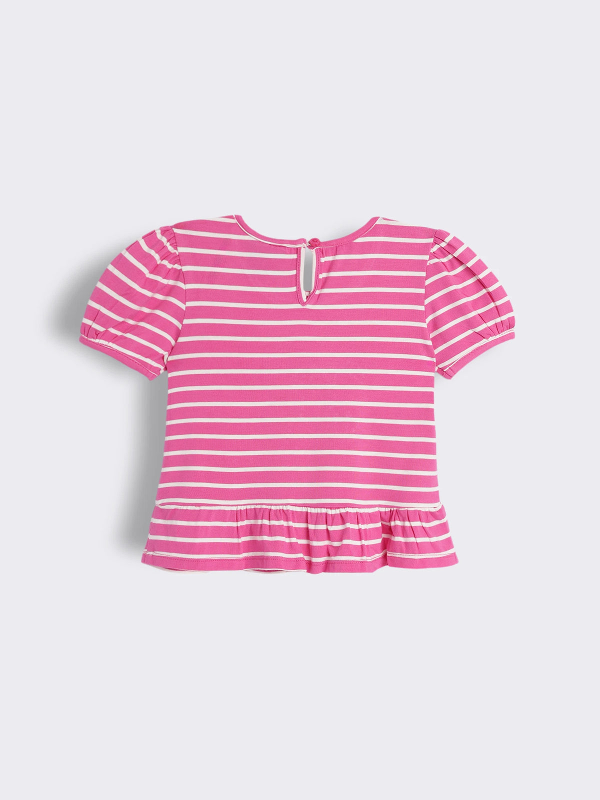 Toddler Girls Striped Cotton Knit Top with Embroidery