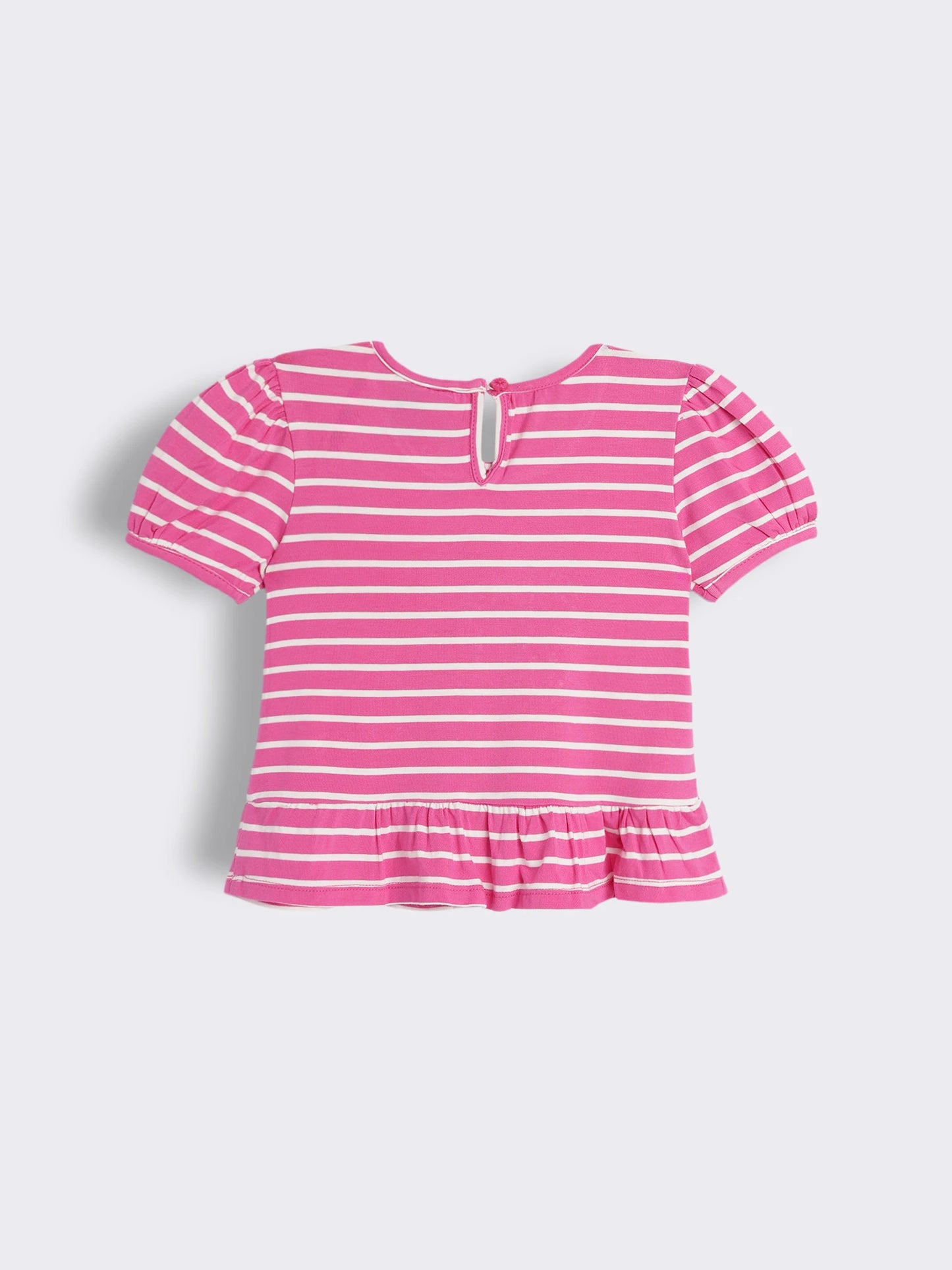 Toddler Girls Striped Cotton Knit Top with Embroidery