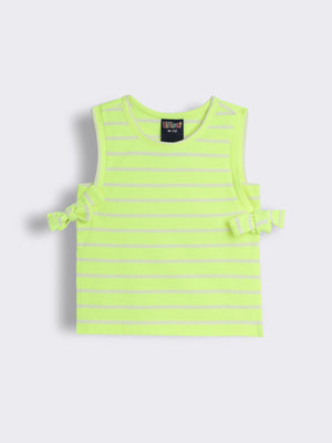 Toddler Girls Striped Sleeveless Top with Side Bow Detailing
