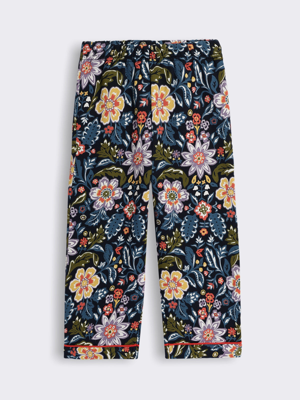 Girls Cotton Fleece Full Sleeve Nightwear Set with Solid Shirt, Printed Pockets and Paisley Printed Pyjama