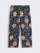 Girls Cotton Fleece Full Sleeve Nightwear Set with Solid Shirt, Printed Pockets and Paisley Printed Pyjama
