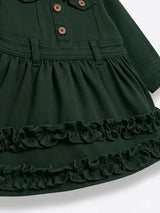 Toddler Girls Full Sleeve Shirt Dress with Ruffles